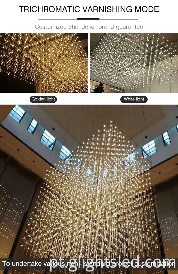 The Court Style Luxury Custom Inoxidável Modern Hotel Lobby Pendurado Pendant Light Chandelier